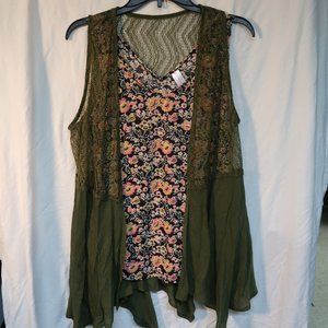 Floral tank top with green coverup